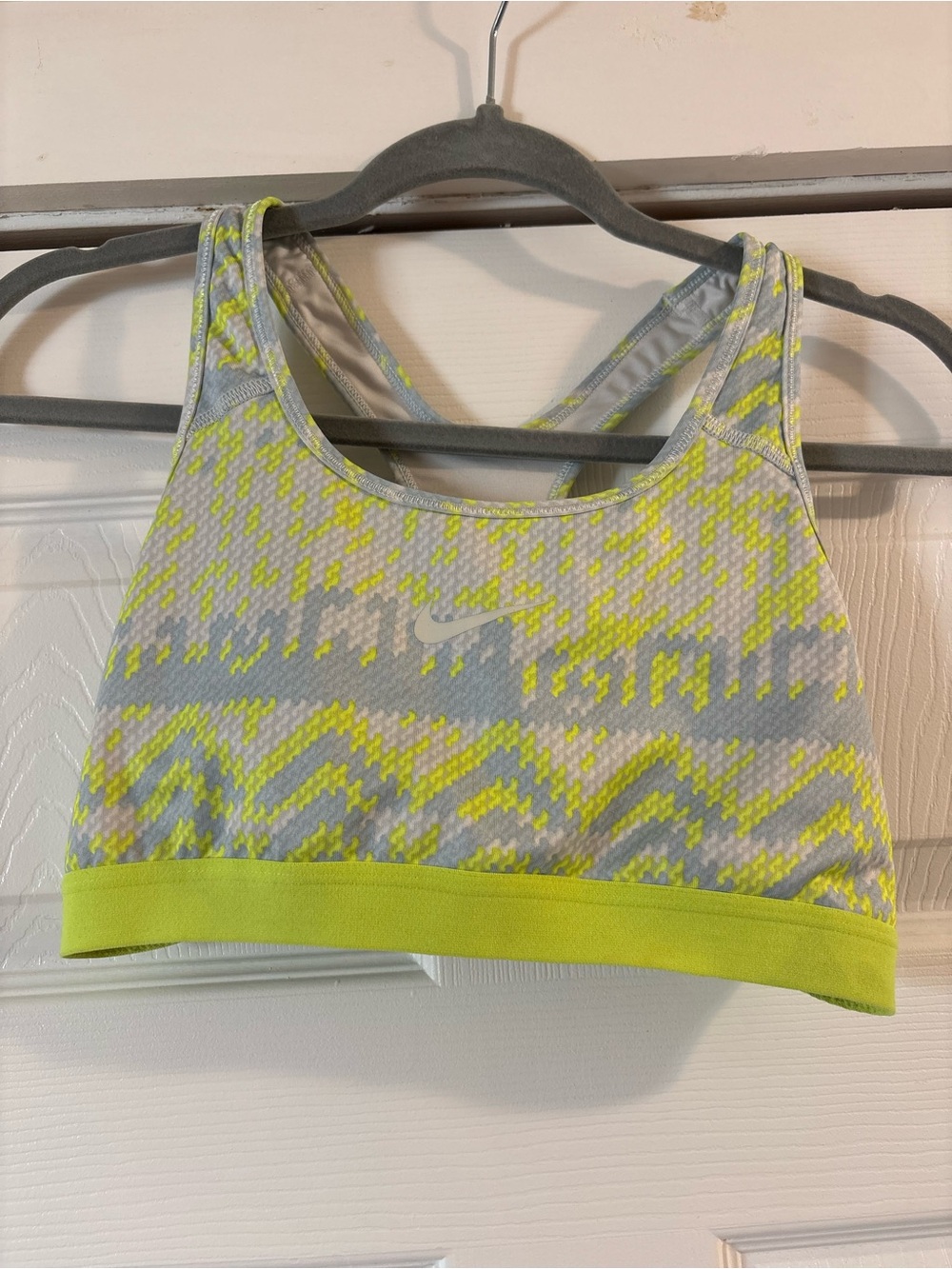 Nike Women’s Neon Yellow & Gray Patterned Sports Bra